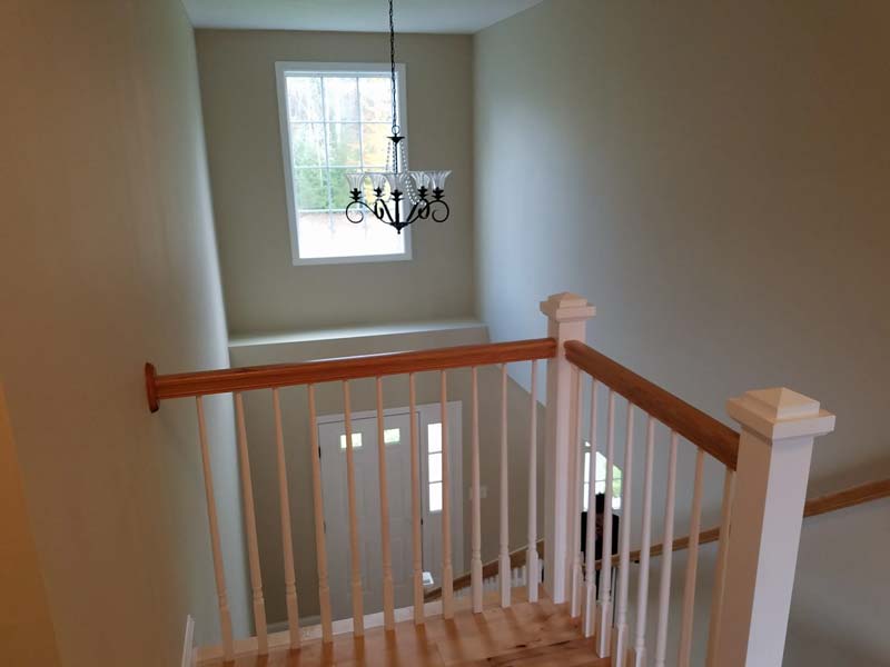 Stairwell with chandelier