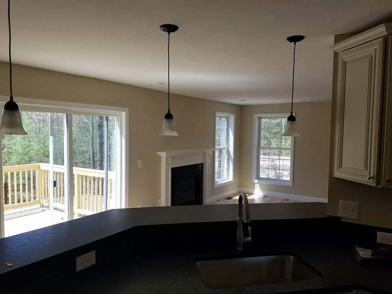 Kitchen and fireplace